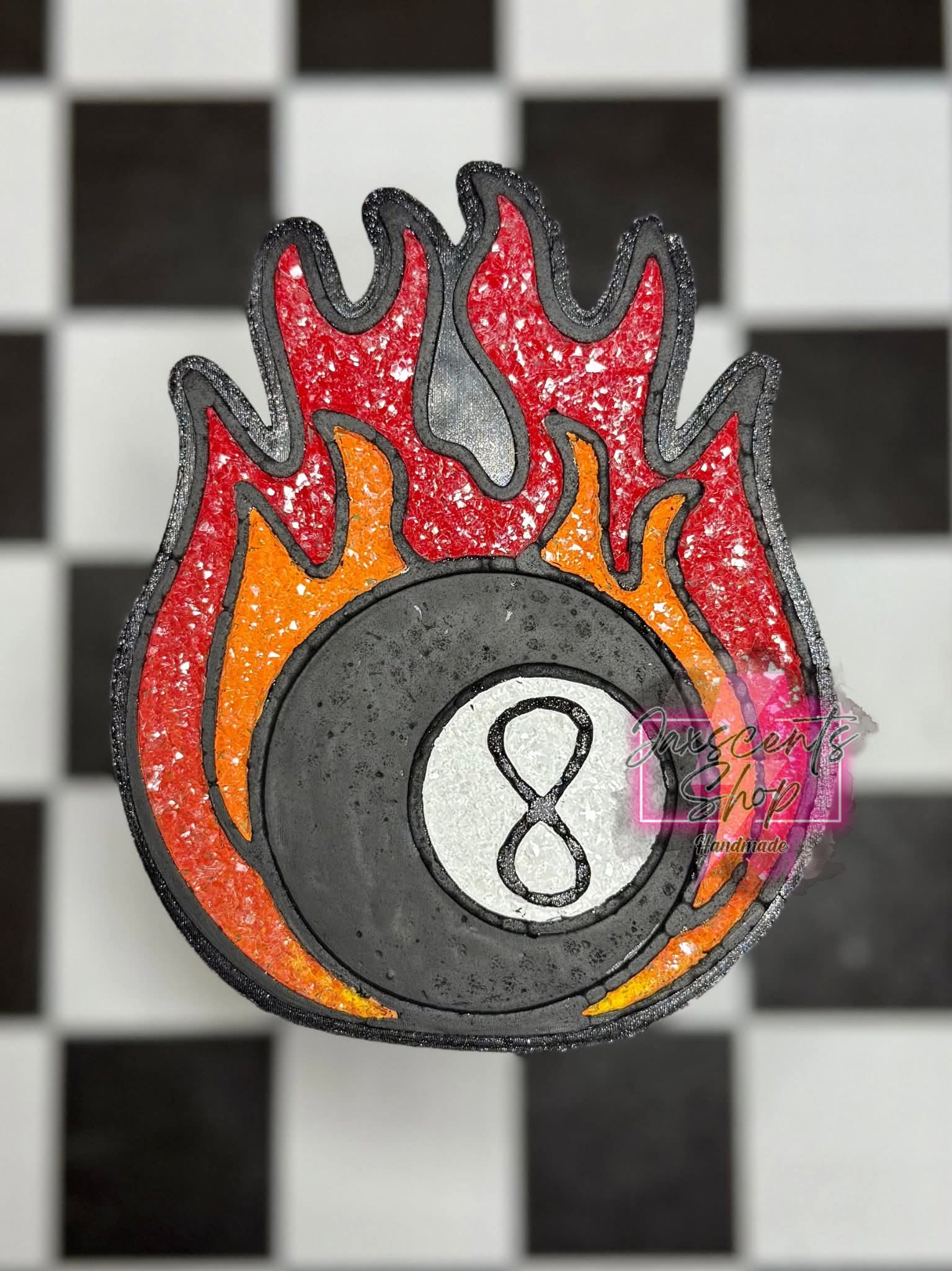 8 Ball on Fire Silicone Freshie Mold RRMC Exclusive - Red River Mold Co