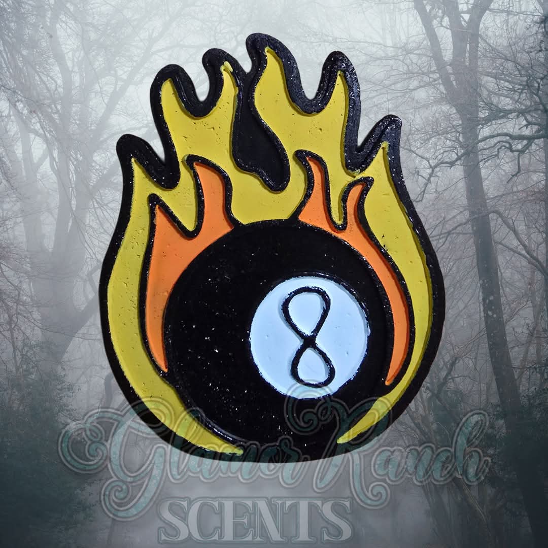 8 Ball on Fire Silicone Freshie Mold RRMC Exclusive - Red River Mold Co