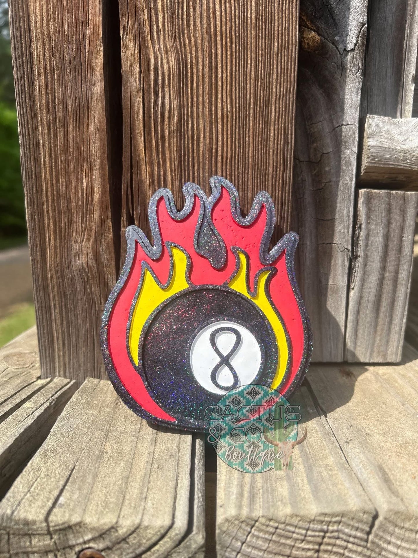 8 Ball on Fire Silicone Freshie Mold RRMC Exclusive - Red River Mold Co