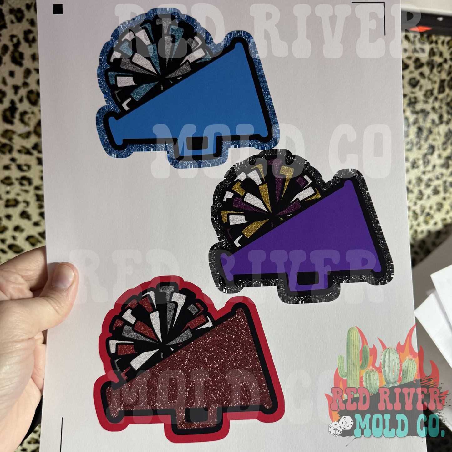 Raemade Customs Cheerleader poms and megaphone cardstock grab bag