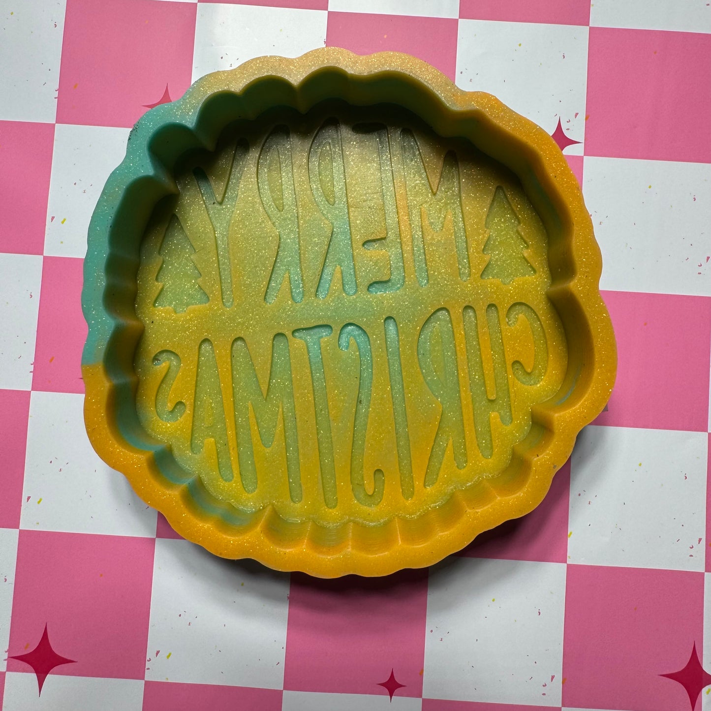 Merry Christmas Round Destash Silicone Freshie Mold