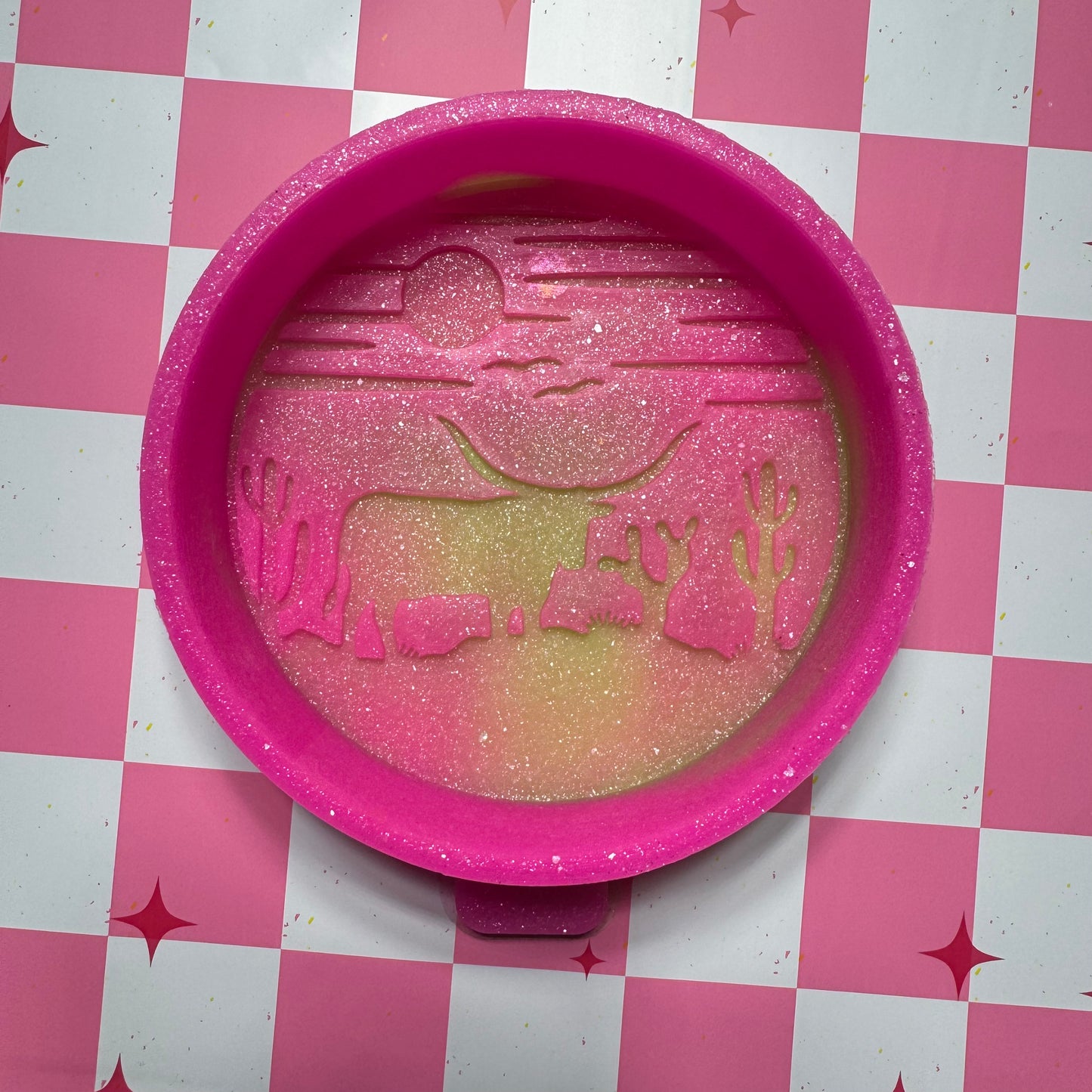 Sunset Bull round Destash Silicone Freshie Mold