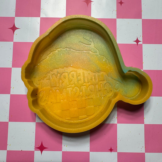 Checkered Merry Christmas Ornament Destash Silicone Freshie Mold