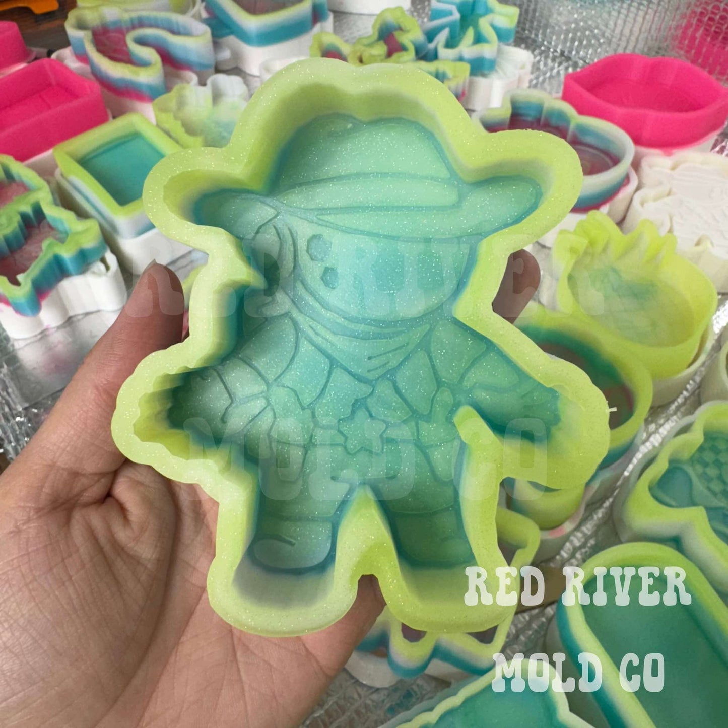 Astronaut With A Cowboy Hat Silicone Freshie Mold - Red River Mold Co