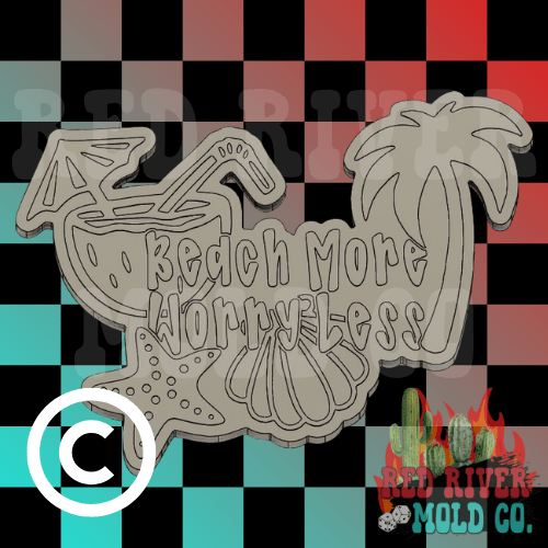 Beach More Worry Less Silicone Freshie Mold - Red River Mold Co
