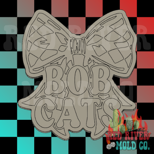 Bob Cats With A Checkered Bow Silicone Freshie Mold - Red River Mold Co