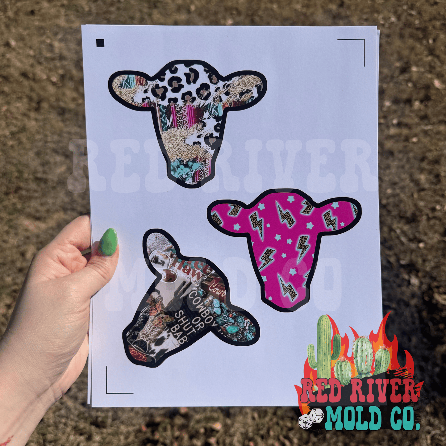 Bossy Boots Cow Head cardstock grab bag - Red River Mold Co