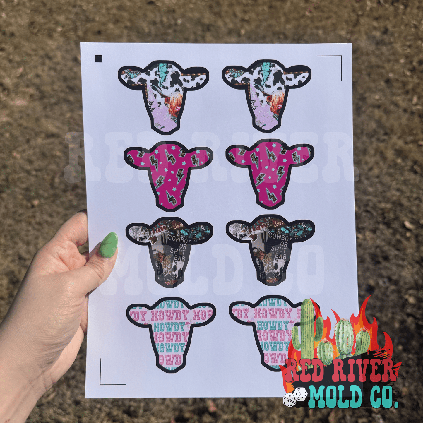 Bossy Boots Cow Head Vent Set cardstock grab bag - Red River Mold Co