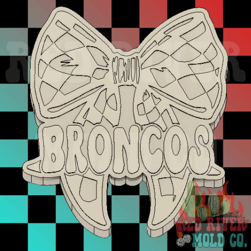 Broncos With A Checkered Bow Silicone Freshie Mold - Red River Mold Co