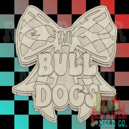Bulldogs With A Checkered Bow Silicone Freshie Mold - Red River Mold Co