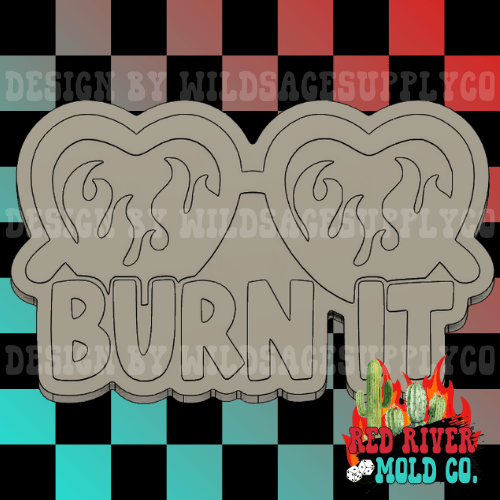 Burn It Heart Glasses With Fire Silicone Freshie Mold - Red River Mold Co