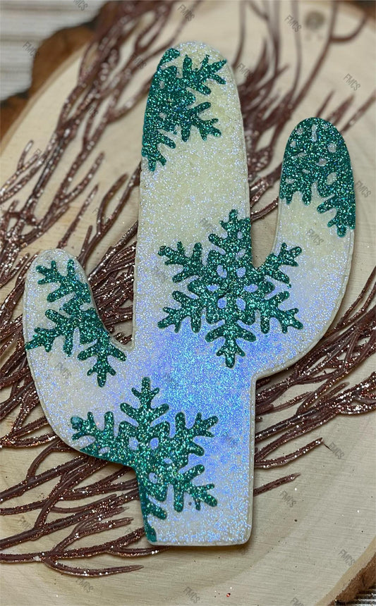 Cactus with snowflakes Silicone Freshie Mold - Red River Mold Co