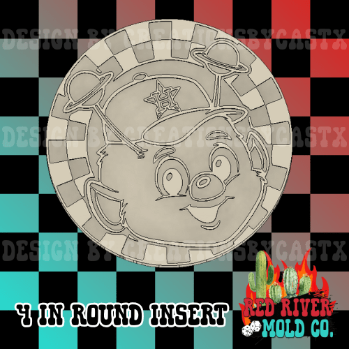 Checkered Alien 4 in Round Mold Insert - Red River Mold Co