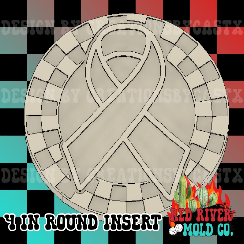 Checkered Awareness Ribbon 4 in Round Mold Insert - Red River Mold Co