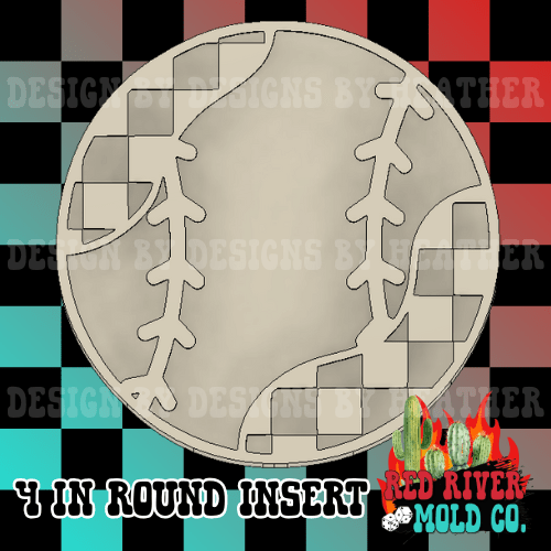 Checkered Baseball / Softball 4 in Round Mold Insert - Red River Mold Co
