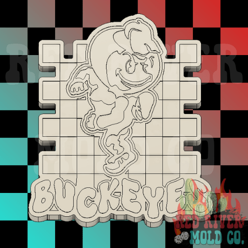 Checkered Buckeyes Mascot Silicone Freshie Mold - Red River Mold Co