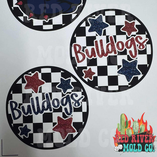 Checkered Bulldogs with stars Circle Round Cardstock Grab Bag - Red River Mold Co