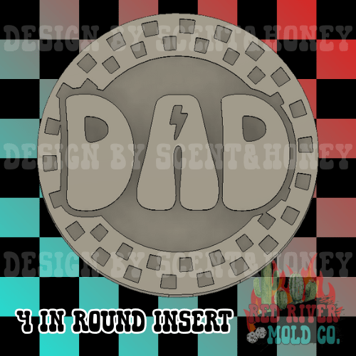 Checkered circle Dad 4 in Round Mold Insert - Red River Mold Co