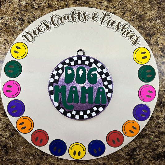 Checkered circle Dog Mama 4 in Round Mold Insert - Red River Mold Co