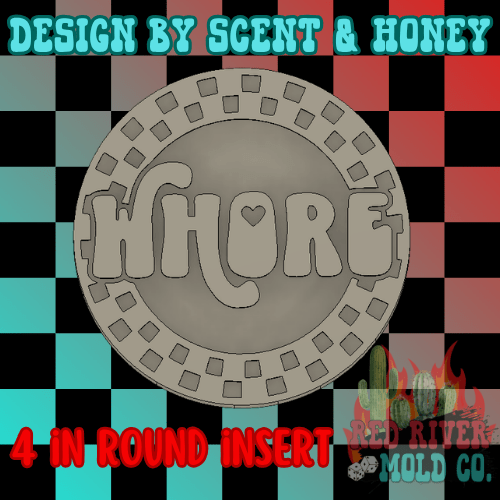 Checkered circle Whore 4 in Round Mold Insert - Red River Mold Co