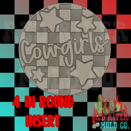 Checkered Cowgirls With Stars 4 in Round Mold Insert - Red River Mold Co