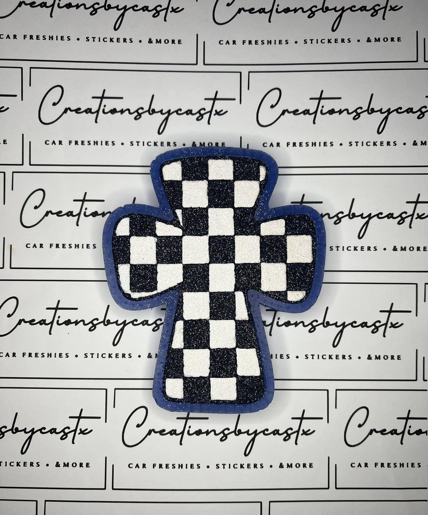 Checkered Cross Silicone Freshie Mold - Red River Mold Co