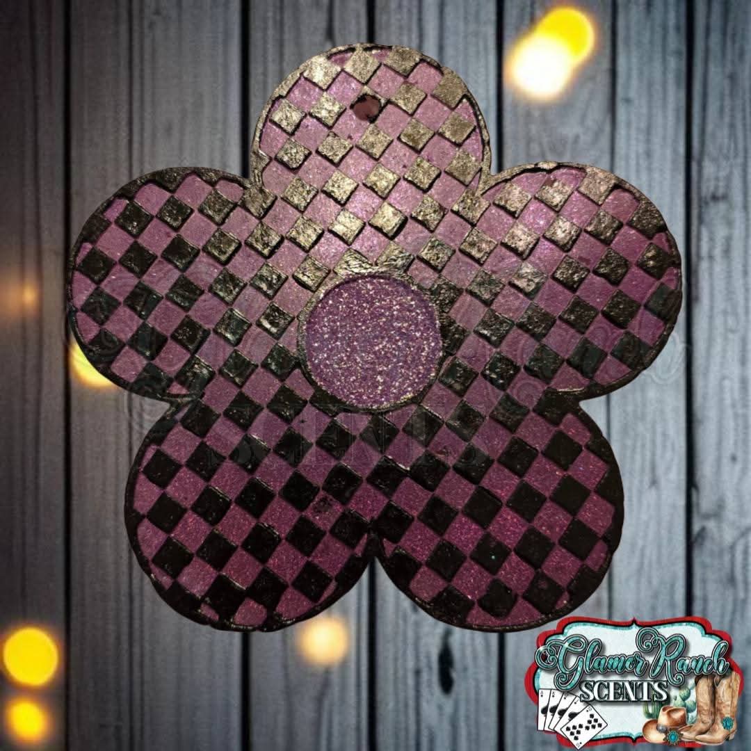 Checkered Daisy Silicone Freshie Mold - Red River Mold Co