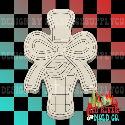 Checkered Duck Call with a Bow Silicone Freshie Mold - Red River Mold Co