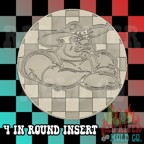 Checkered Farmer 4 in Round Mold Insert - Red River Mold Co