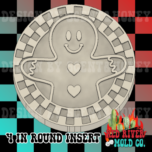 Checkered Gingerbread Round 4 in Round Mold Insert - Red River Mold Co