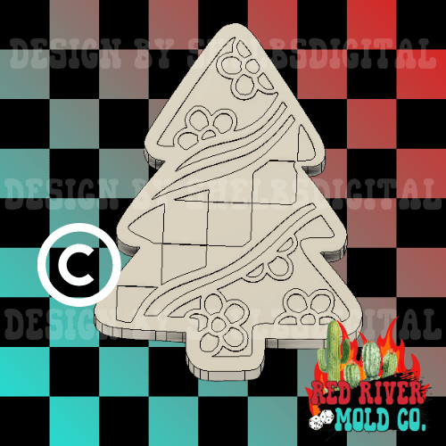 Checkered Groovy Christmas Tree Silicone Freshie Mold - Red River Mold Co