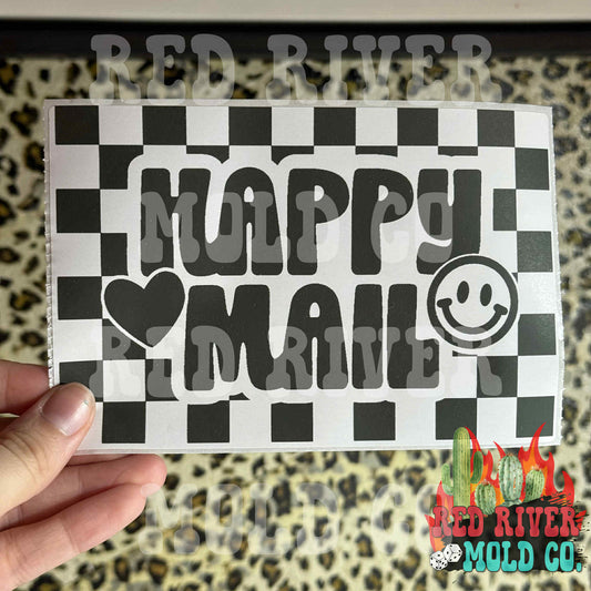 Checkered Happy Mail Packing Stickers - Red River Mold Co