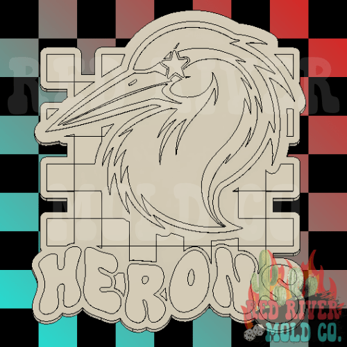 Checkered Herons With Star Eyes Mascot Silicone Freshie Mold - Red River Mold Co