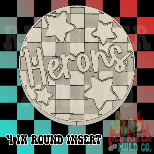 Checkered Herons With Stars 4 in Round Mold Insert - Red River Mold Co