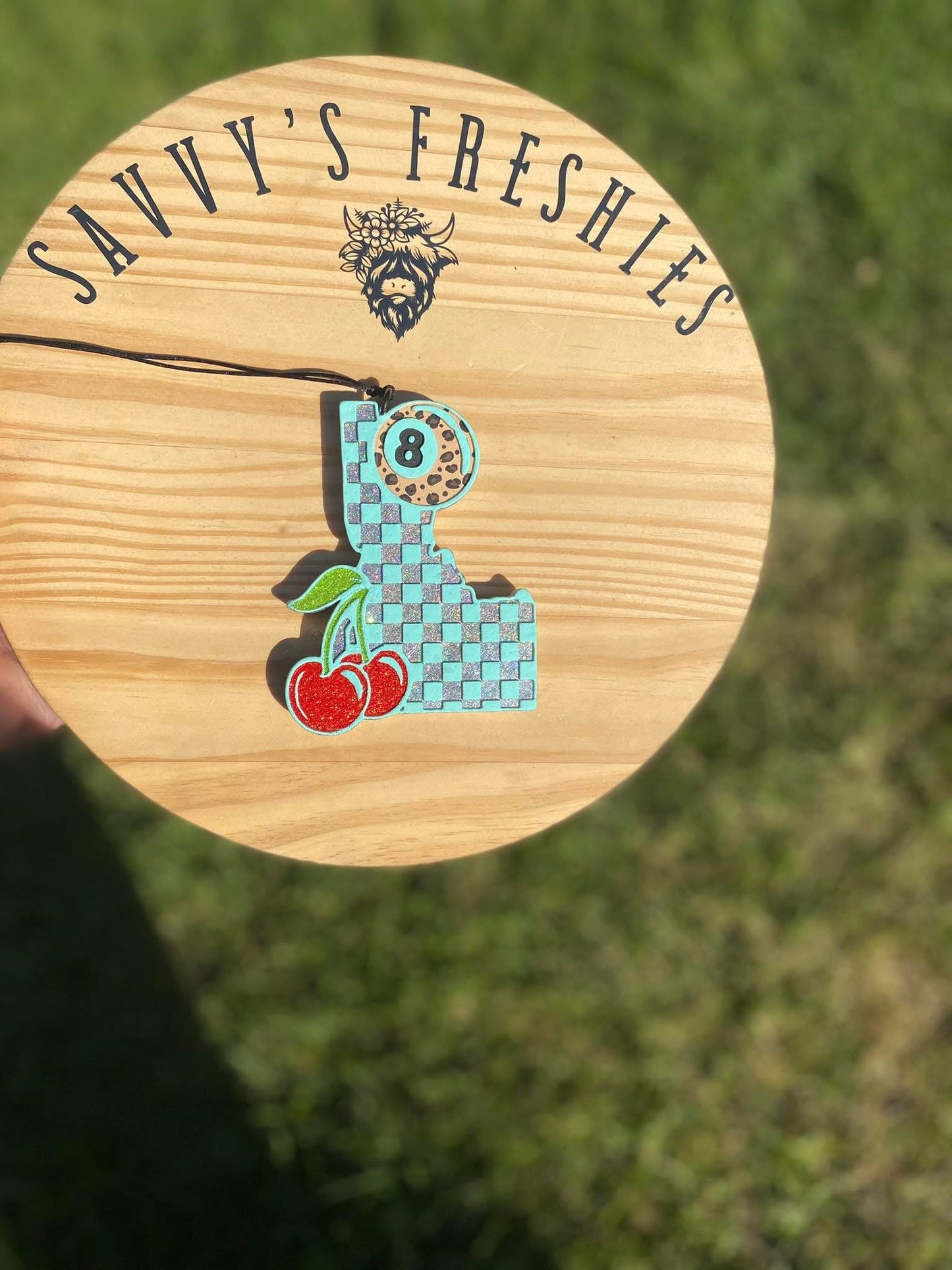 Checkered Idaho with an 8 ball and cherry Silicone Freshie Mold - Red River Mold Co