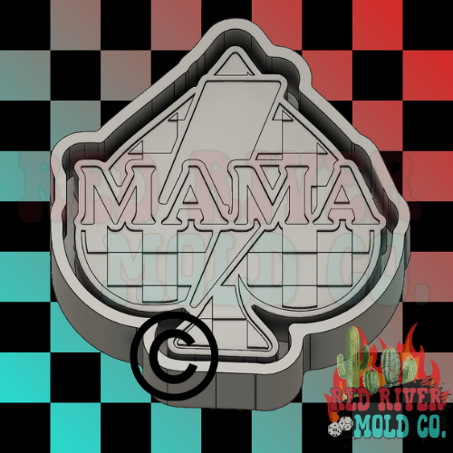 Checkered Mama Spade With a Bolt Silicone Freshie Mold RRMC Exclusive - Red River Mold Co