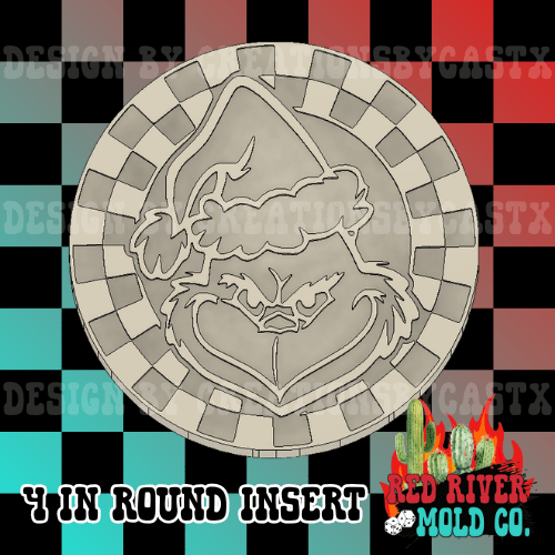 Checkered Mean One Round 4 in Round Mold Insert - Red River Mold Co