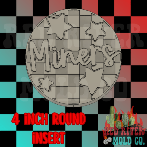 Checkered Miners With Stars 4 in Round Mold Insert - Red River Mold Co