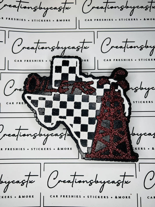Checkered Oilers Texas Silicone Freshie Mold - Red River Mold Co