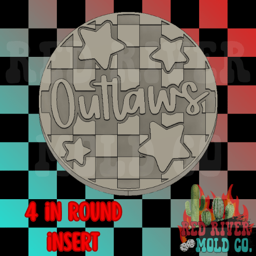 Checkered Outlaws With Stars 4 in Round Mold Insert - Red River Mold Co