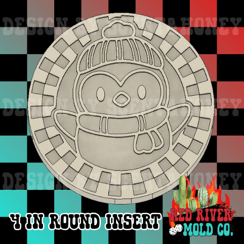 Checkered Penguin Round 4 in Round Mold Insert - Red River Mold Co