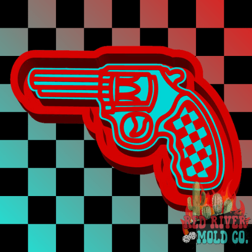 Checkered Revolver Pistol Silicone Freshie Mold (AGS Mold) - Red River Mold Co