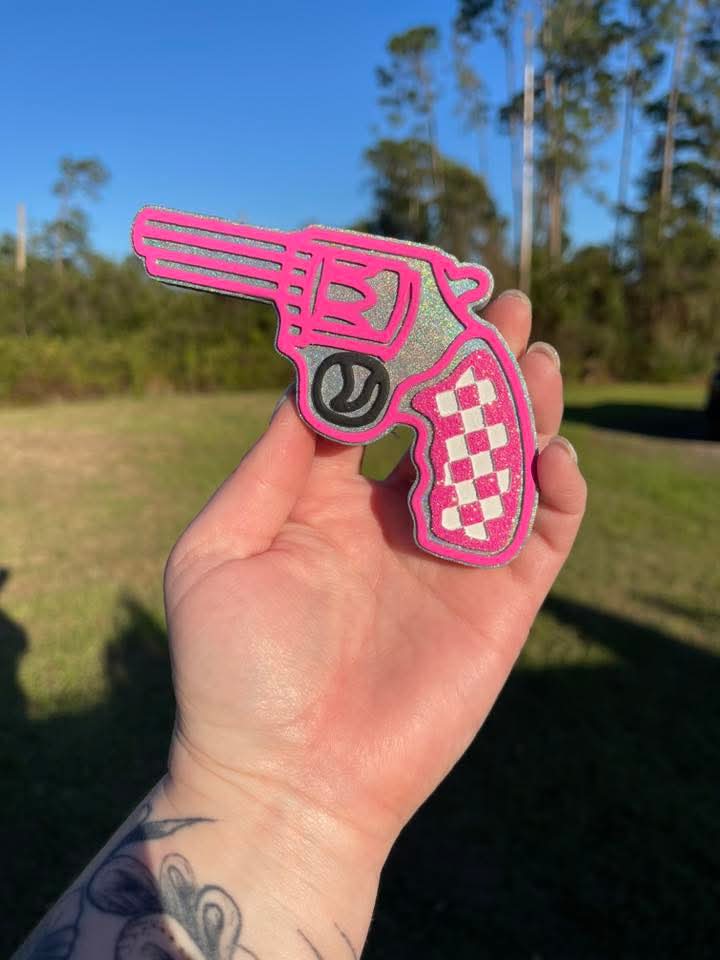 Checkered Revolver Pistol Silicone Freshie Mold (AGS Mold) - Red River Mold Co