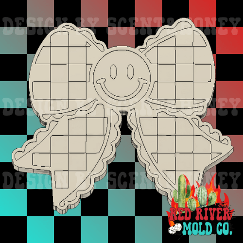 Checkered Smiley face Bow Silicone Freshie Mold - Red River Mold Co