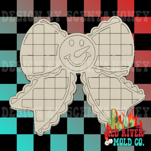 Checkered Snowman face Bow Silicone Freshie Mold - Red River Mold Co