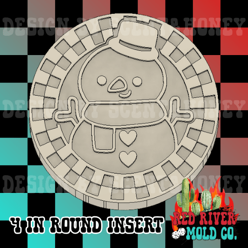 Checkered Snowman Round 4 in Round Mold Insert - Red River Mold Co
