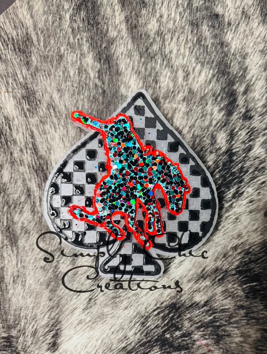 Checkered Spade Bronc Rider Silicone Freshie Mold - Red River Mold Co