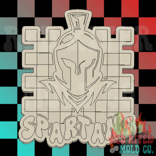 Checkered Spartans Mascot Silicone Freshie Mold - Red River Mold Co
