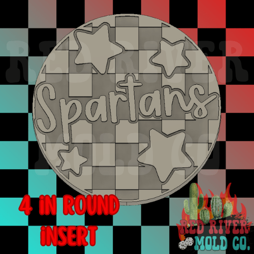 Checkered Spartans With Stars 4 in Round Mold Insert - Red River Mold Co