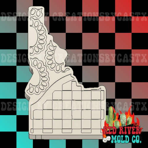 Checkered Squash Blossom Idaho Silicone Freshie Mold - Red River Mold Co